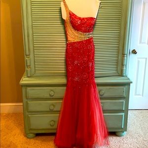 Red Lace Prom Dress